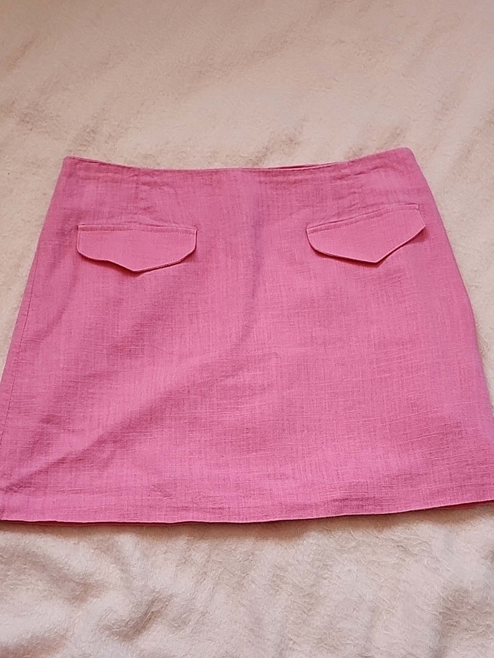 Divided Pink Mini Skirt with Front Flap PocketsXS Sk2